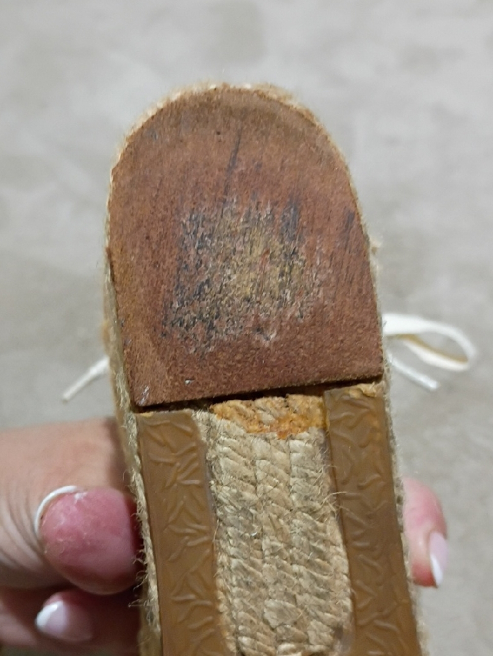 Unisa Cream Crochet Espadrille Wedge Sandals with Ankle Wrap - Picture 8 of 9